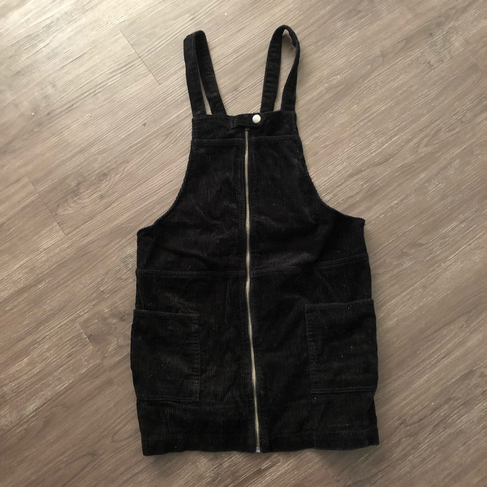 Forever21 Black Corduroy Pinafore Dress